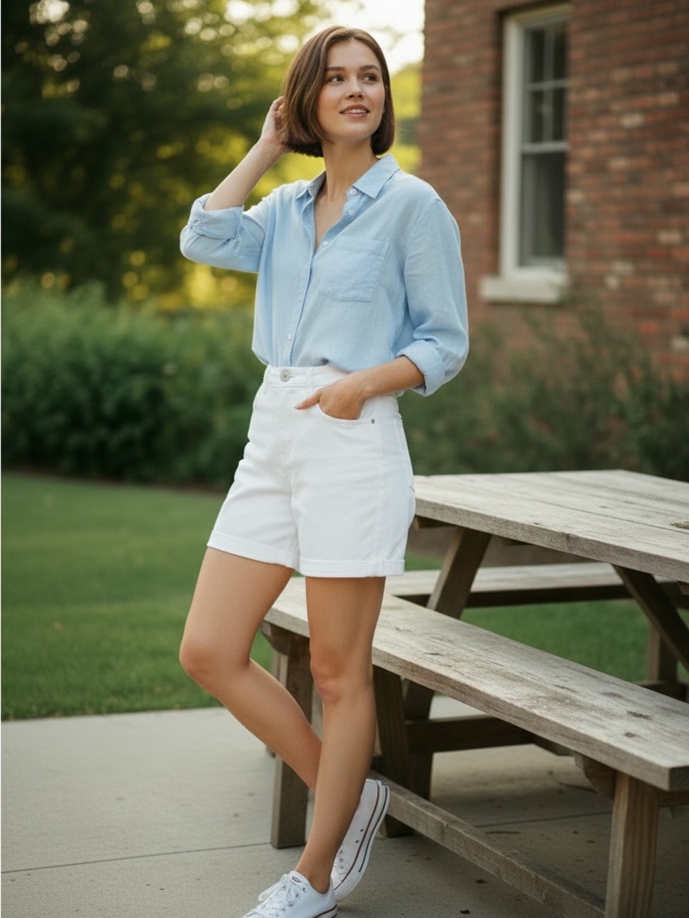 Levi's White Rolled-Hem Bermuda Shorts